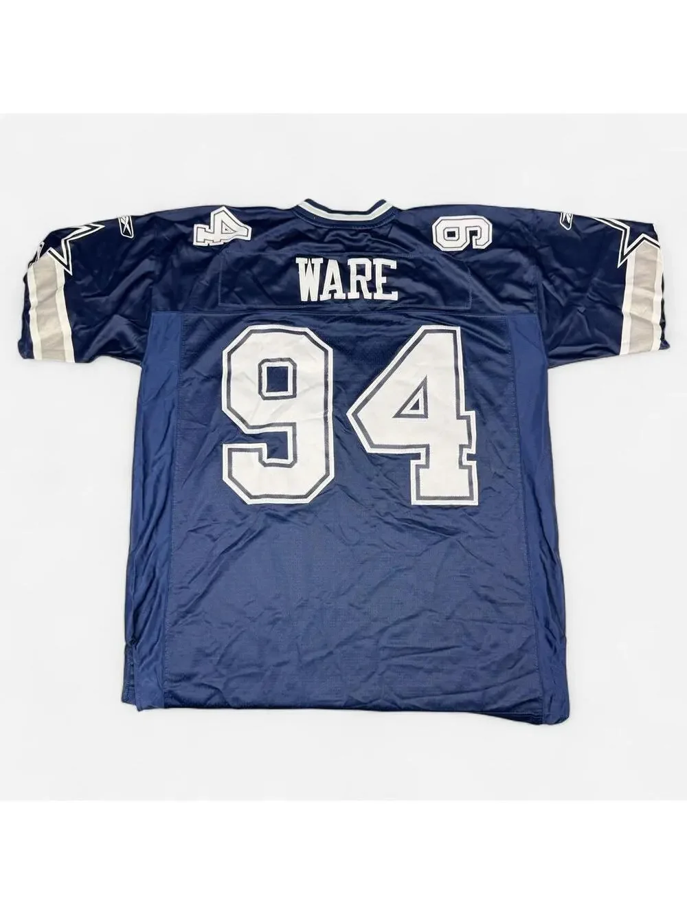 Navy DeMarcus Ware 94 Dallas Cowboys Reebok On Field jersey size XL signed